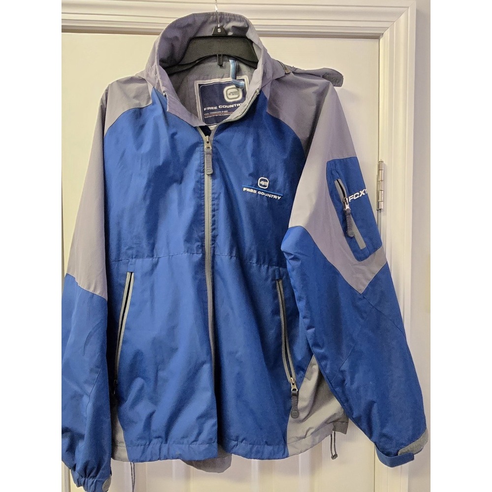Free Country FCXtreme Men's‎ Zip Hooded Navy/Gray Jacket Size Large